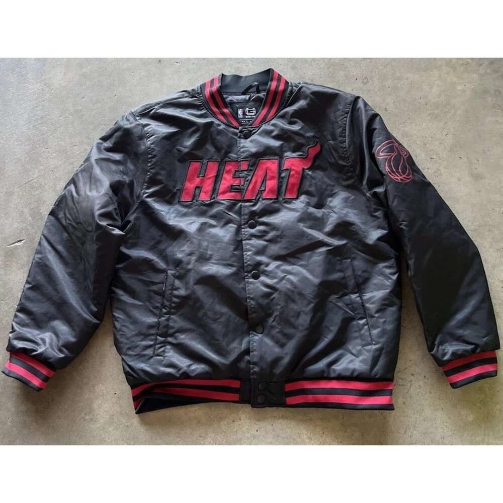 Vintage NBA Miami Heat Ultra Game Jacket Men’s Sz Large Bomber Jacket Black
